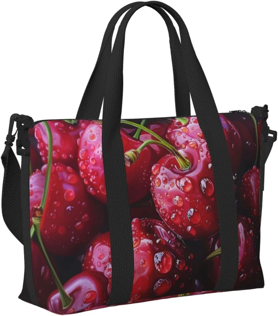 cherries art print Travel Duffel Bag, Sports Tote Gym Bag, Swim Pool Bag Large Shoulder Tote Bag for Beach Weekender
