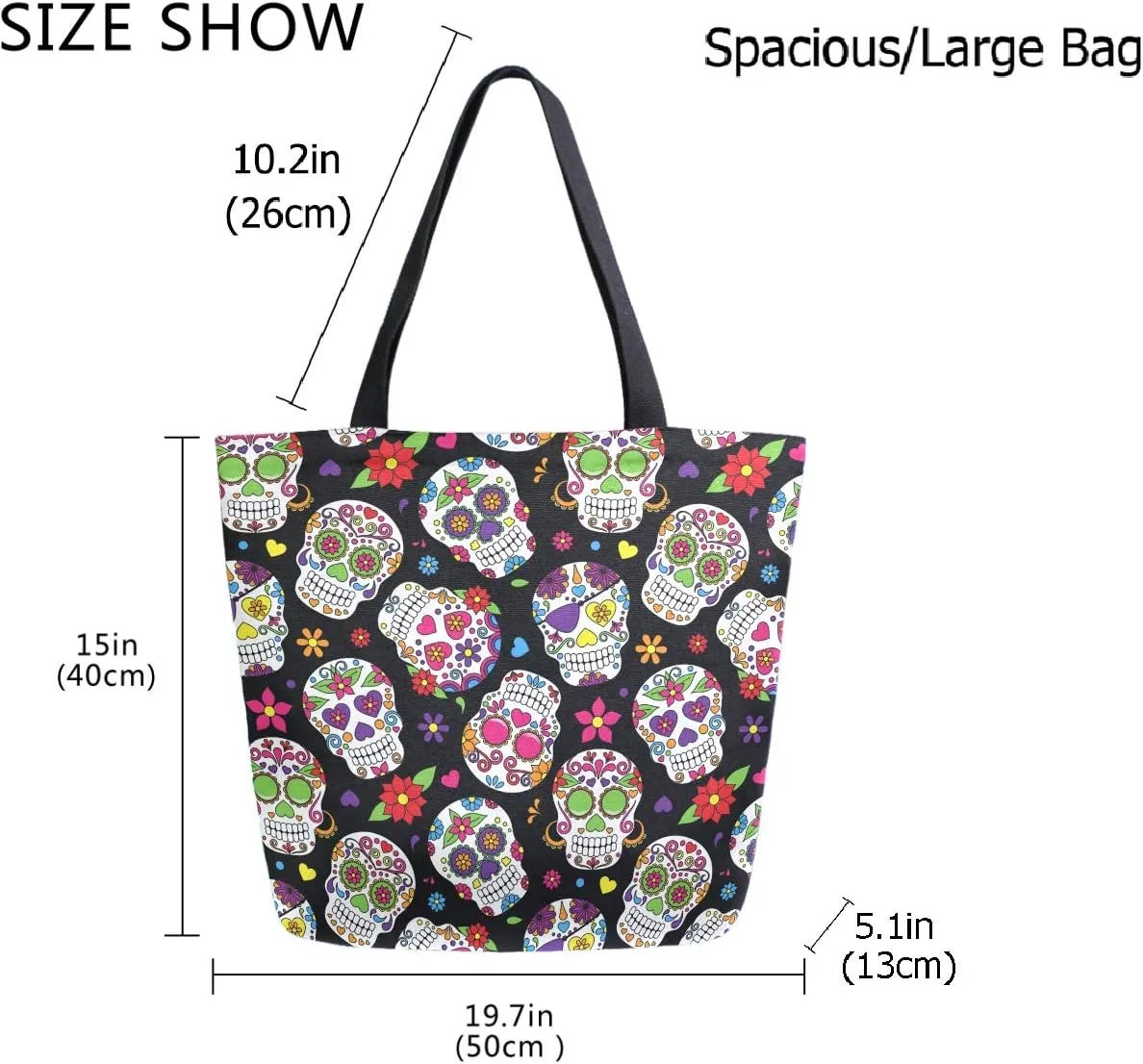 Chic Lifelike Pattern Extra Large Shoulder Tote Bag for Beach Travel Weekender Gym Grocery Shopping