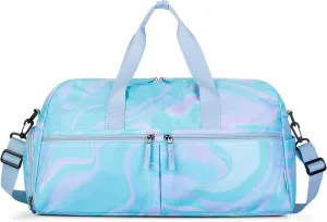 Choco Mocha Girls Duffle Bag for Travel Sports Duffle Bag with Shoe Compartment Gym Duffle Tote Bag Dance Duffle Bags for Teen Girls Fluid Teal