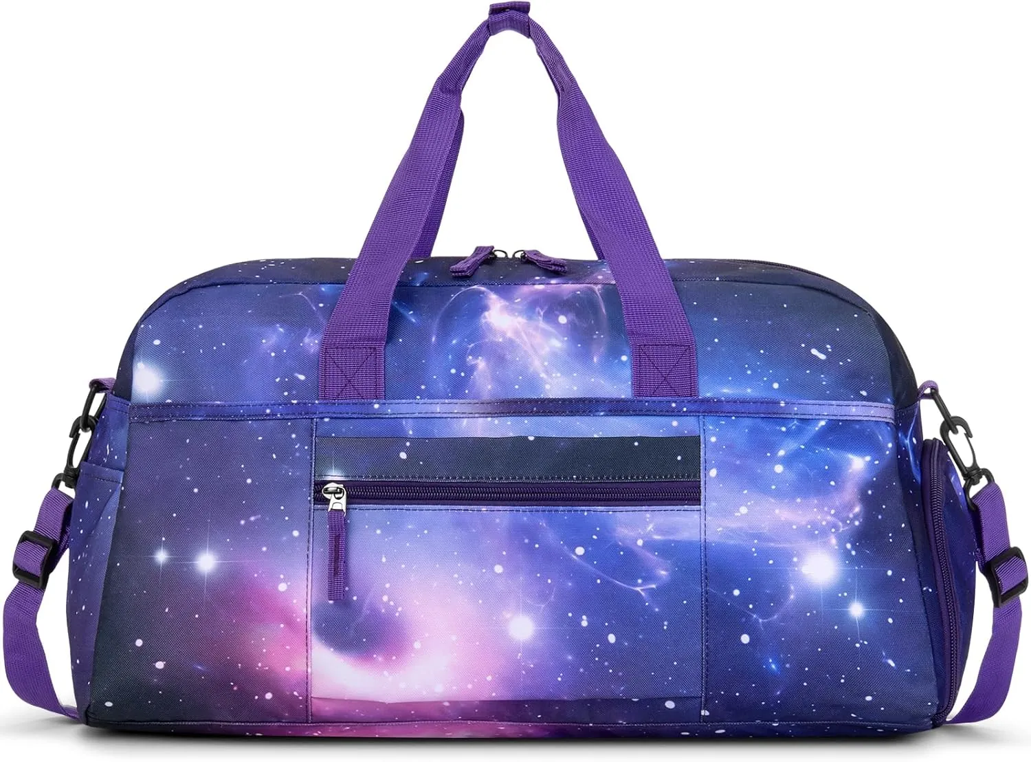 Choco Mocha Girls Travel Sports Duffle Bag with Shoe Compartment Gym Tote Dance Bag for Teen Girls Galaxy Purple