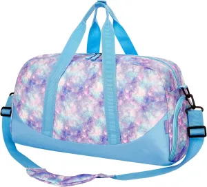 Choco Mocha Kids Duffle Bag Girls - Galaxy Weekender Overnight Bags for Girl Ages 9-12, Blue-Purple