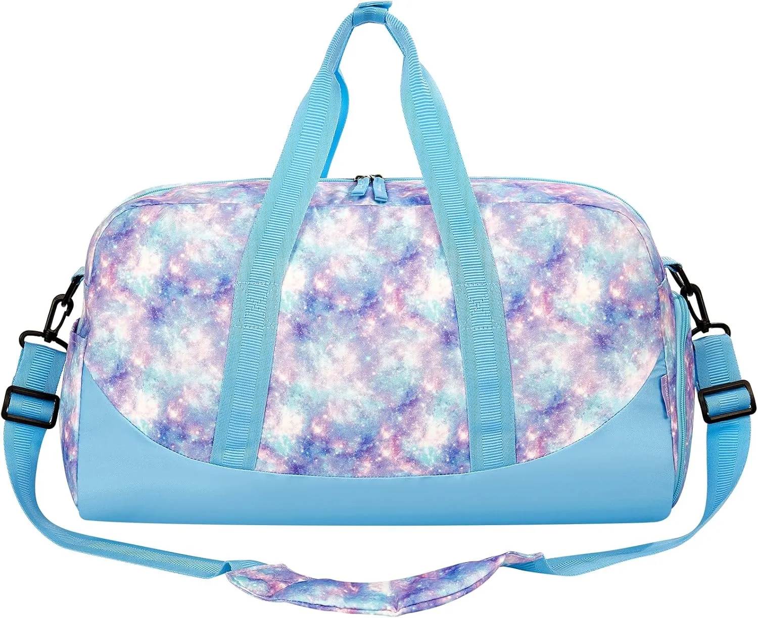 Choco Mocha Kids Duffle Bag Girls - Galaxy Weekender Overnight Bags for Girl Ages 9-12, Blue-Purple