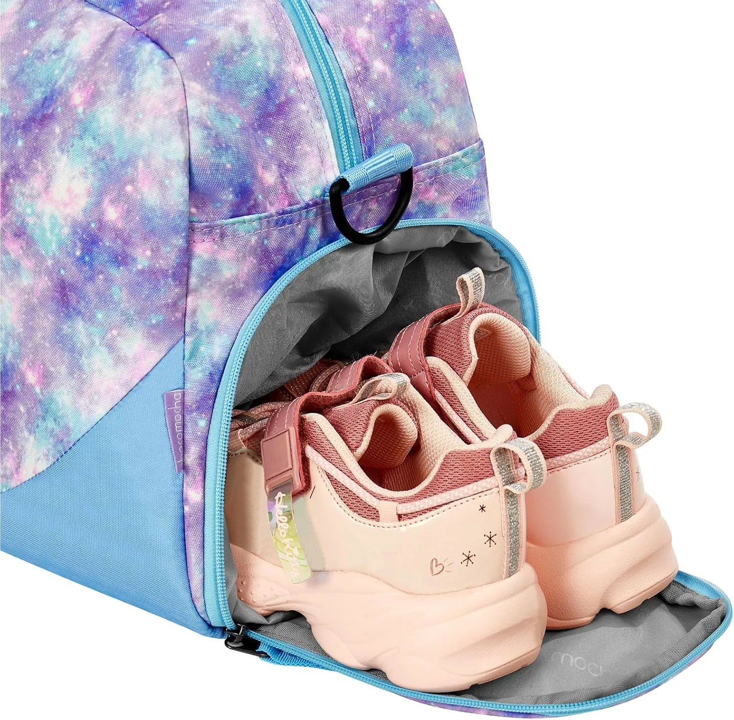 Choco Mocha Kids Duffle Bag Girls - Galaxy Weekender Overnight Bags for Girl Ages 9-12, Blue-Purple