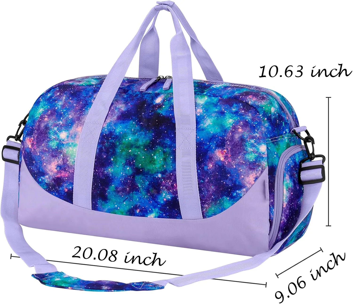 Choco Mocha Kids Duffle Bag Girls - Galaxy Weekender Overnight Bags for Girl Ages 9-12, Purple