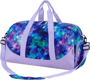 Choco Mocha Kids Duffle Bag Girls - Galaxy Weekender Overnight Bags for Girl Ages 9-12, Purple
