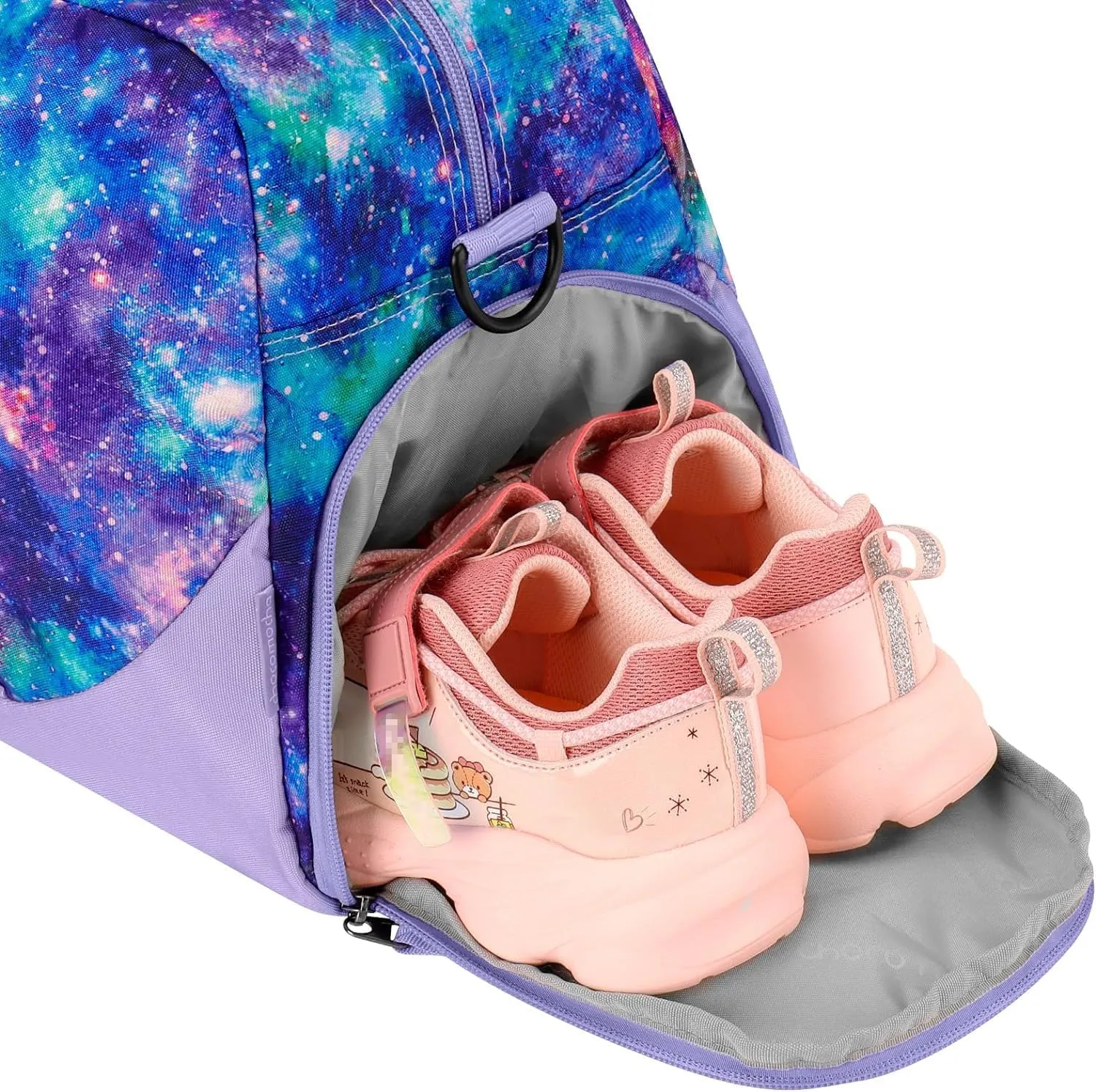 Choco Mocha Kids Duffle Bag Girls - Galaxy Weekender Overnight Bags for Girl Ages 9-12, Purple