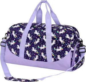 Choco Mocha Kids Duffle Bag Girls - Space Unicorn Weekender Overnight Bags for Girl Ages 9-12, Purple