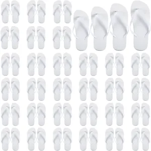 Chuarry 26 Pairs Bulk Flip Flops for Wedding Guest Set Sandals for Men Women Wedding Pool Party Slippers (White)