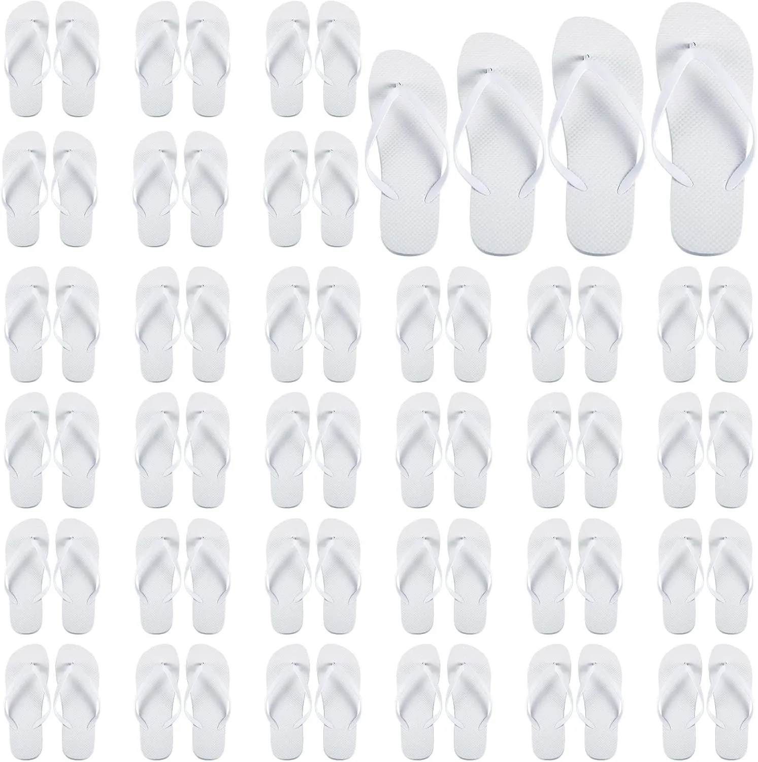 Chuarry 26 Pairs Bulk Flip Flops for Wedding Guest Set Sandals for Men Women Wedding Pool Party Slippers (White)
