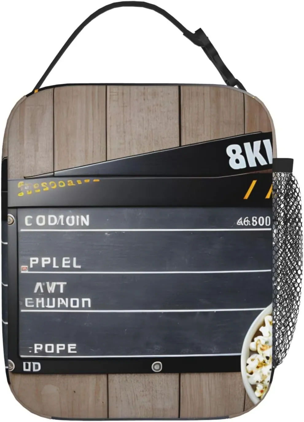 Cinema Movie Clapboard And Popcorn Insulated Lunch Bag For Men Women Lunchbox Designed For Office Work Travel