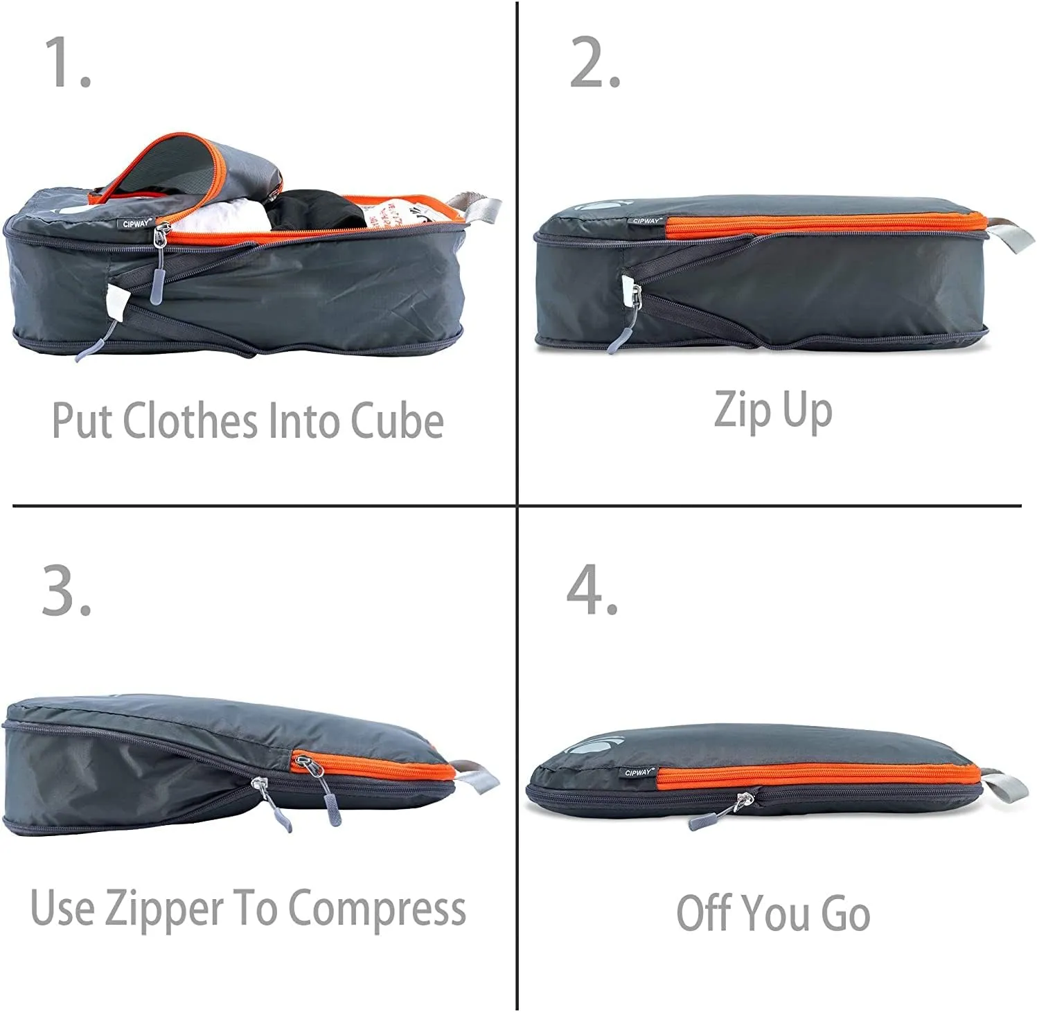 Cipway Compression Packing Cubes Set, Ultralight Expandable Travel Packing Organizers for Carry on Luggage (Grey 3pcs)