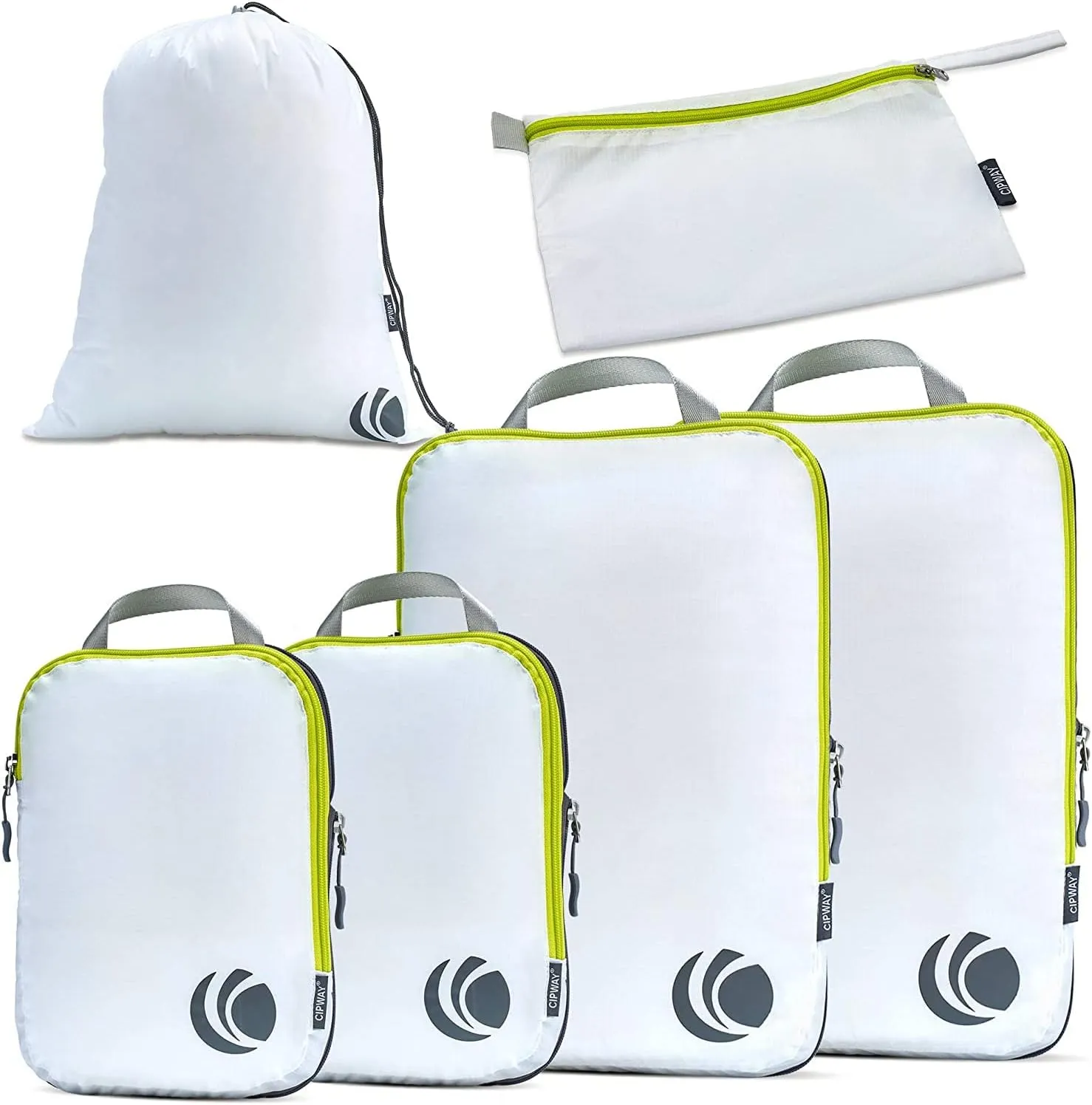 Cipway Compression Packing Cubes Set, Ultralight Expandable Travel Packing Organizers for Carry on Luggage (White 6pcs)