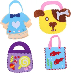 CIYODO 4 Set Boys and Girls Non-Woven Fabric DIY Bag Kit Tote Bag Making Materials Educational Toys