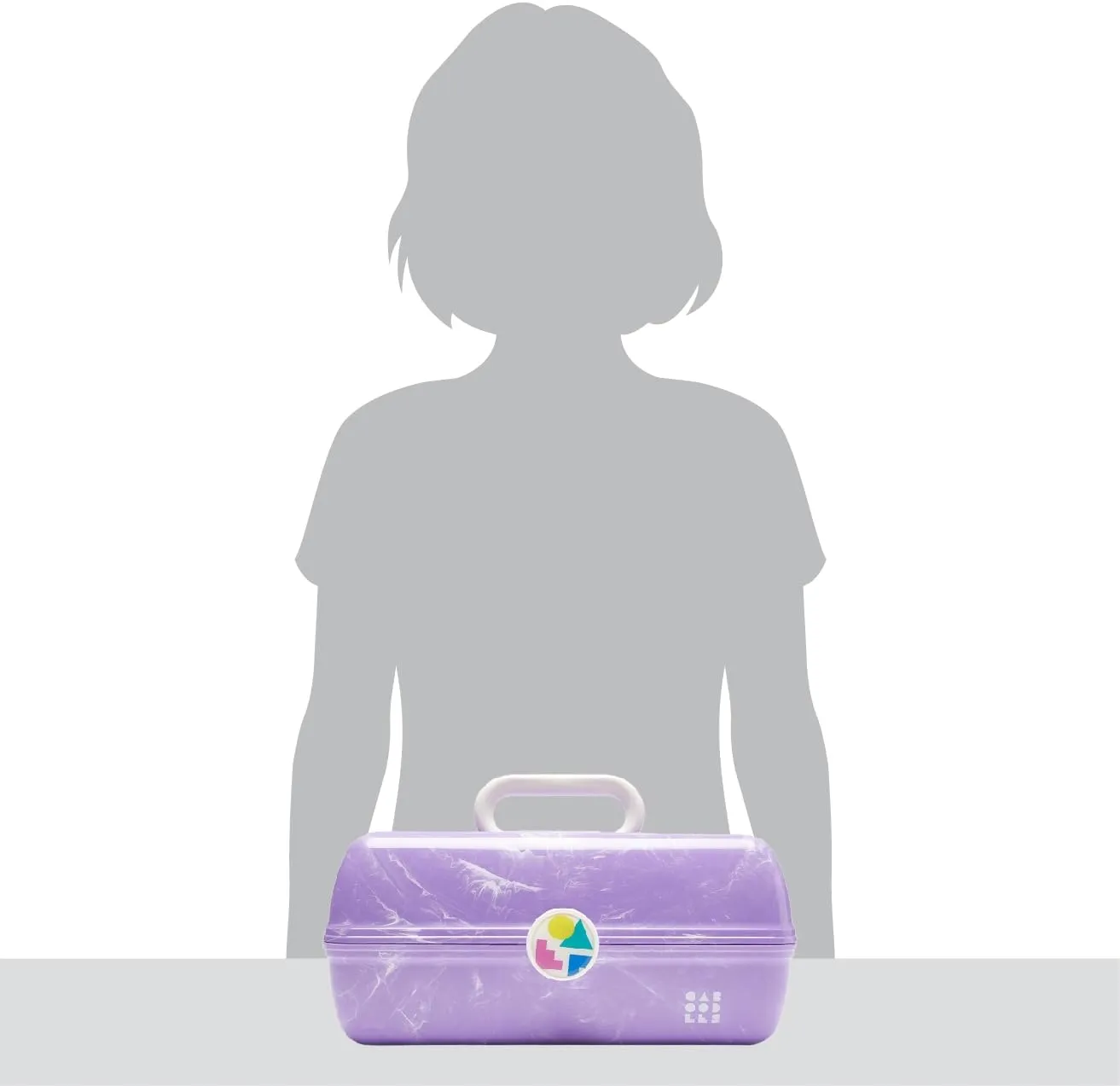 Claire's Features - Caboodles Makeup Case, On the go Girl Travel Cosmetic Organizer with Mirror, Violet over Clear Sparkle Storage Box: 12 x 9.4 x 6 Inches