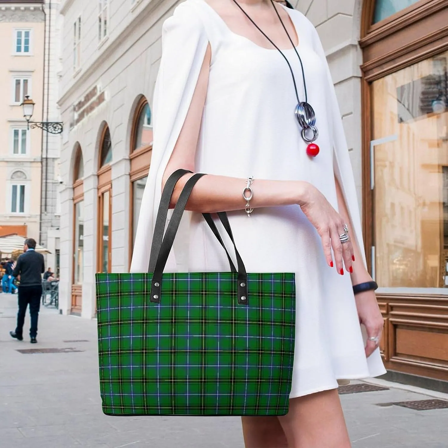 Clan Rutherford Tartan Large Capacity Portable Leather Handbag