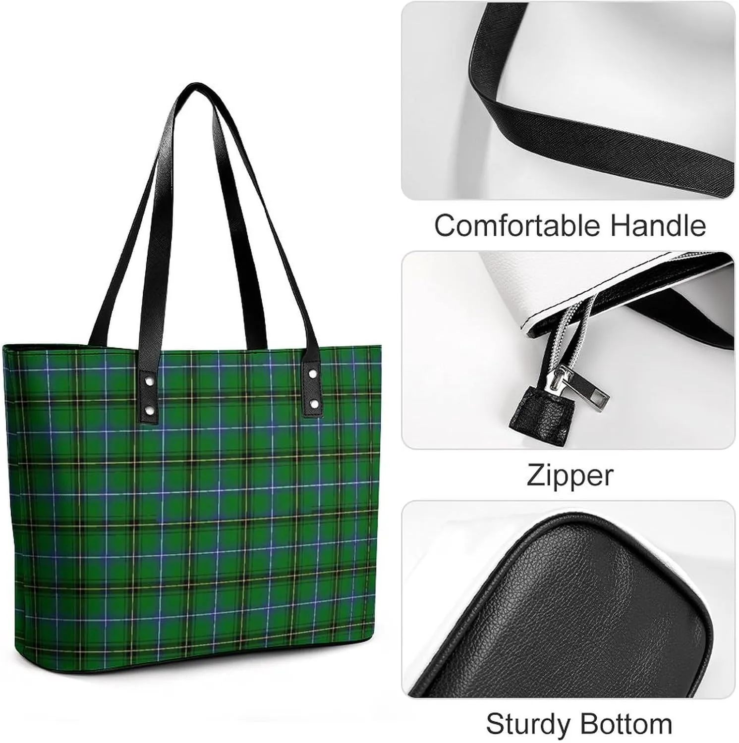 Clan Rutherford Tartan Large Capacity Portable Leather Handbag