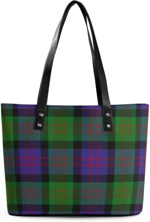 Clan Rutherford Tartan Large Capacity Portable Leather Handbag