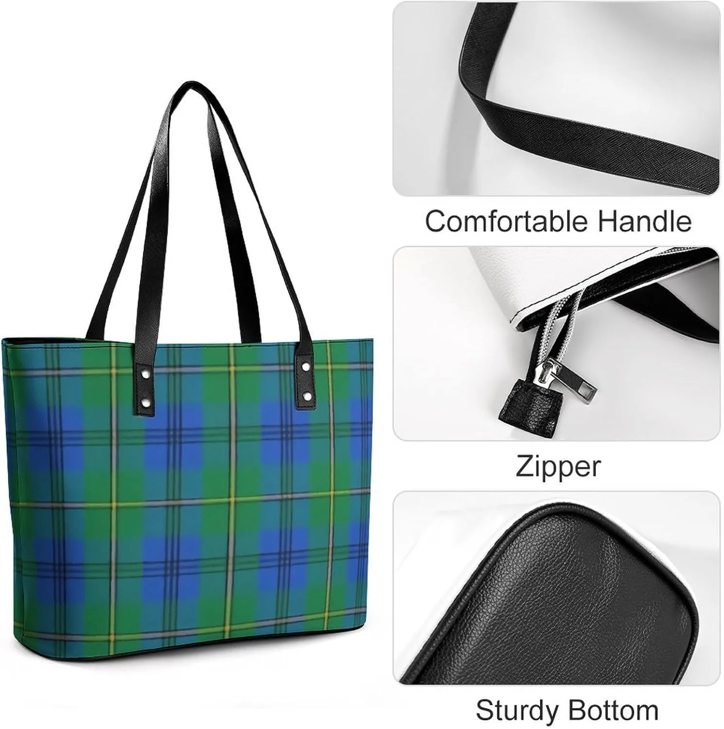 Clan Rutherford Tartan Large Capacity Portable Leather Handbag