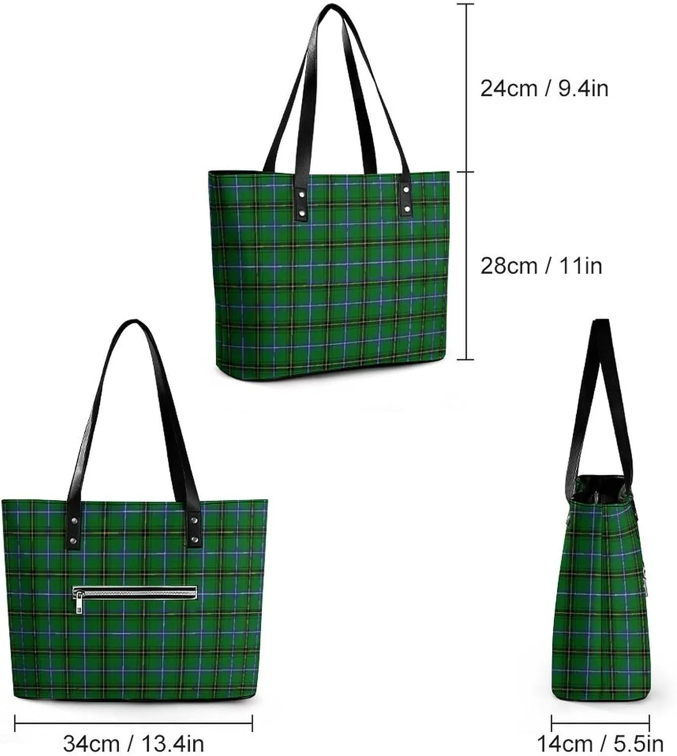 Clan Rutherford Tartan Large Capacity Portable Leather Handbag