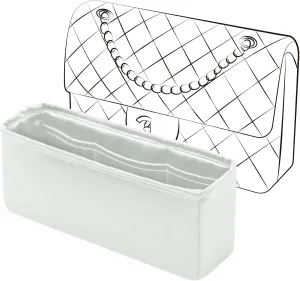 Classic Flap Jumbo Insert, Purse Organizer Insert Compatible with Chanel Classic Flap Bag Jumbo, Lightweight and Silky Smooth Handbag Shaper (Jumbo, Peral Grey)