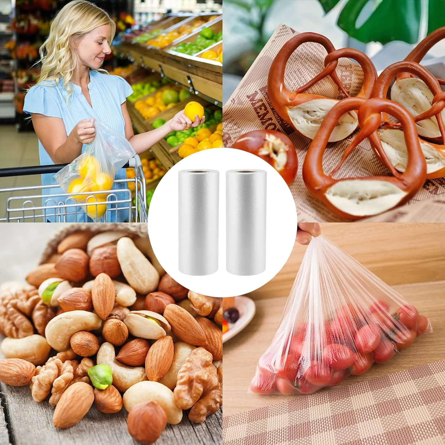 CLASSY Large 14" x 20" 350 Bags/Roll Plastic Food Storage Bags, Plastic Produce bags for Vegetable Fruits, Bread - (1 Roll, Total 350 Bag)