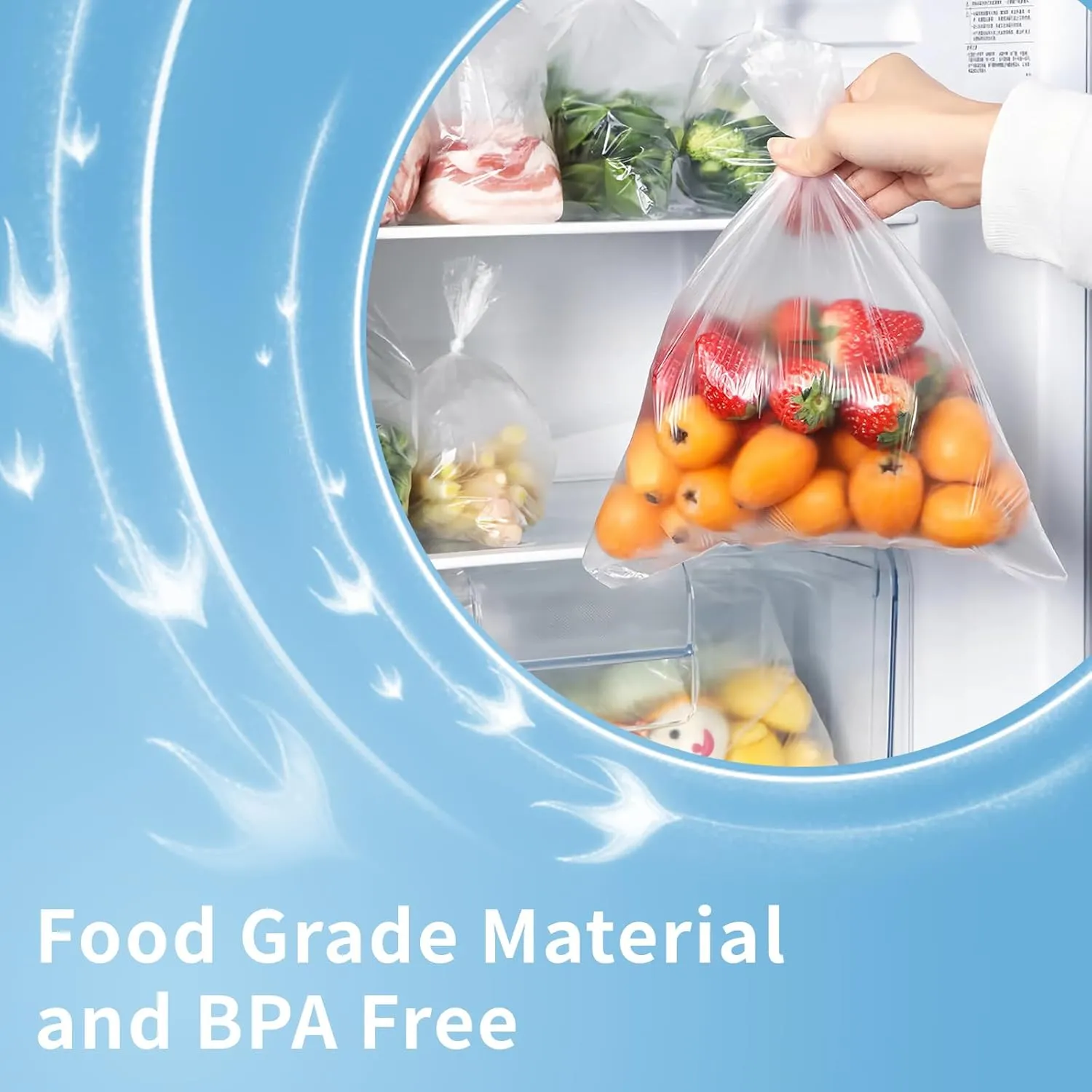 CLASSY Large 14" x 20" 350 Bags/Roll Plastic Food Storage Bags, Plastic Produce bags for Vegetable Fruits, Bread - (1 Roll, Total 350 Bag)