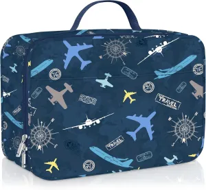 Clastyle Aircraft Insulated Kids Lunch Bag Large Thermal Cooler Bag for Boy Picnic School Lunch Box Tote,Blue Airplane