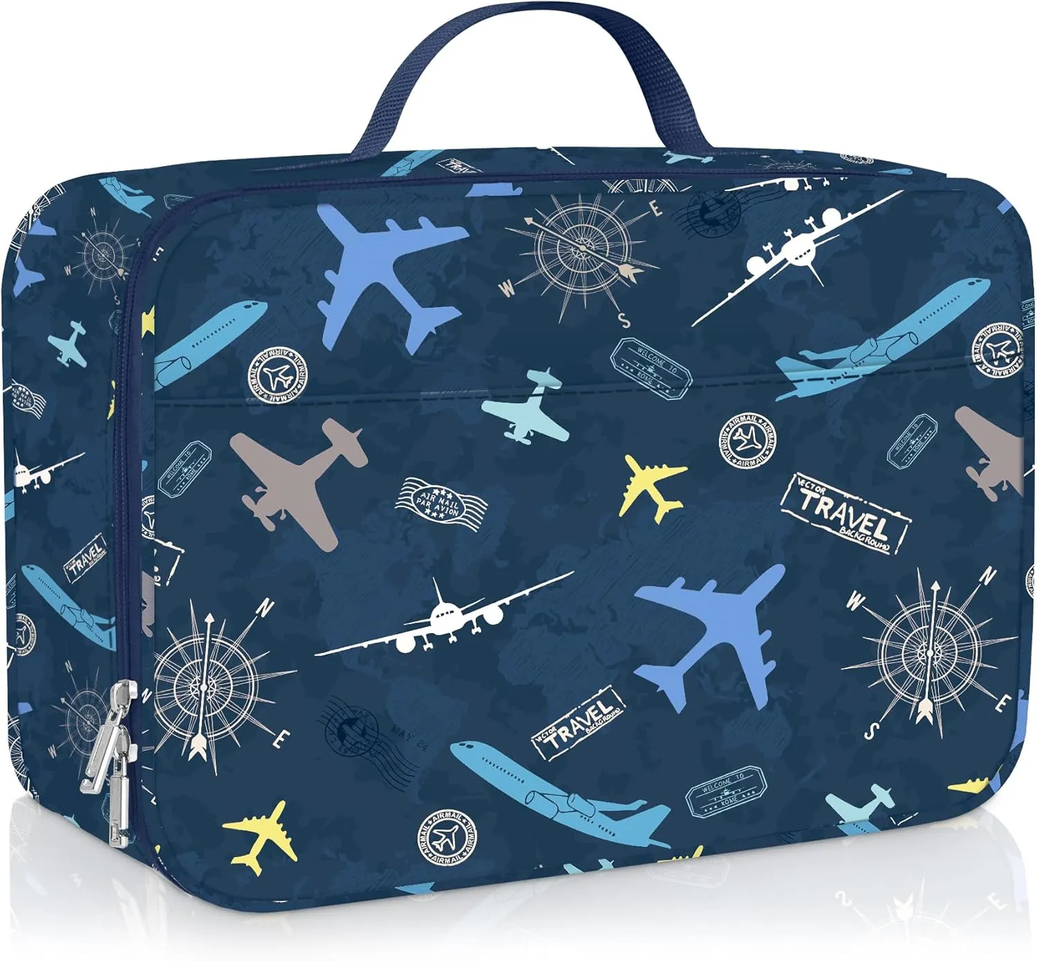 Clastyle Aircraft Insulated Kids Lunch Bag Large Thermal Cooler Bag for Boy Picnic School Lunch Box Tote,Blue Airplane