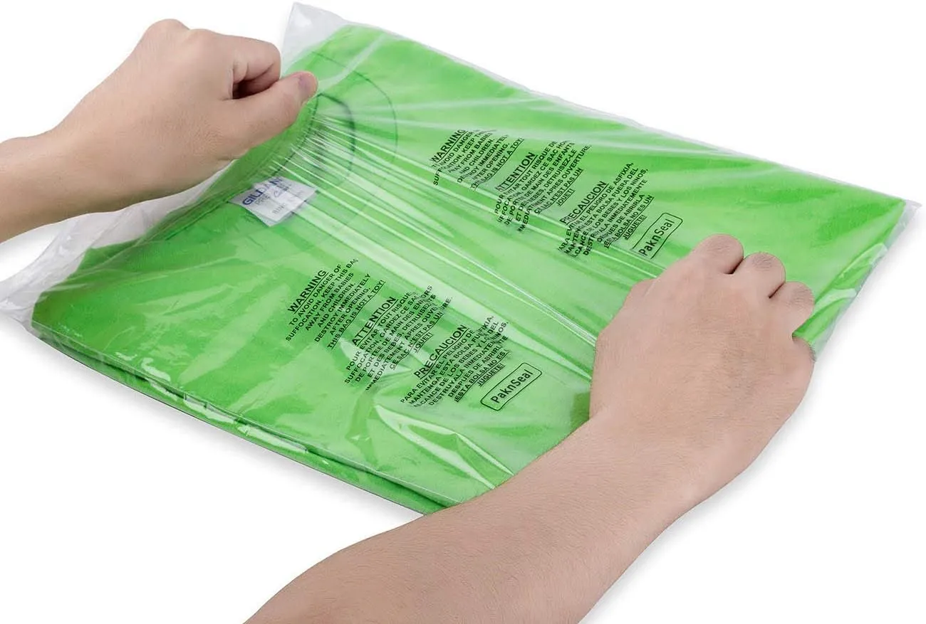 Clear 11x14 Self Seal Poly Bags, Suffocation Warning (100 Count)