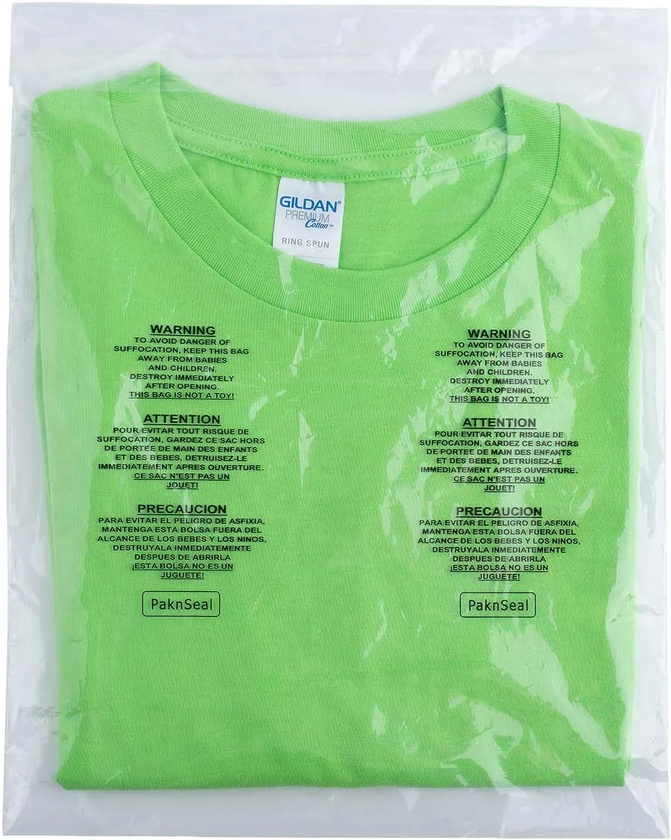Clear 11x14 Self Seal Poly Bags, Suffocation Warning (100 Count)