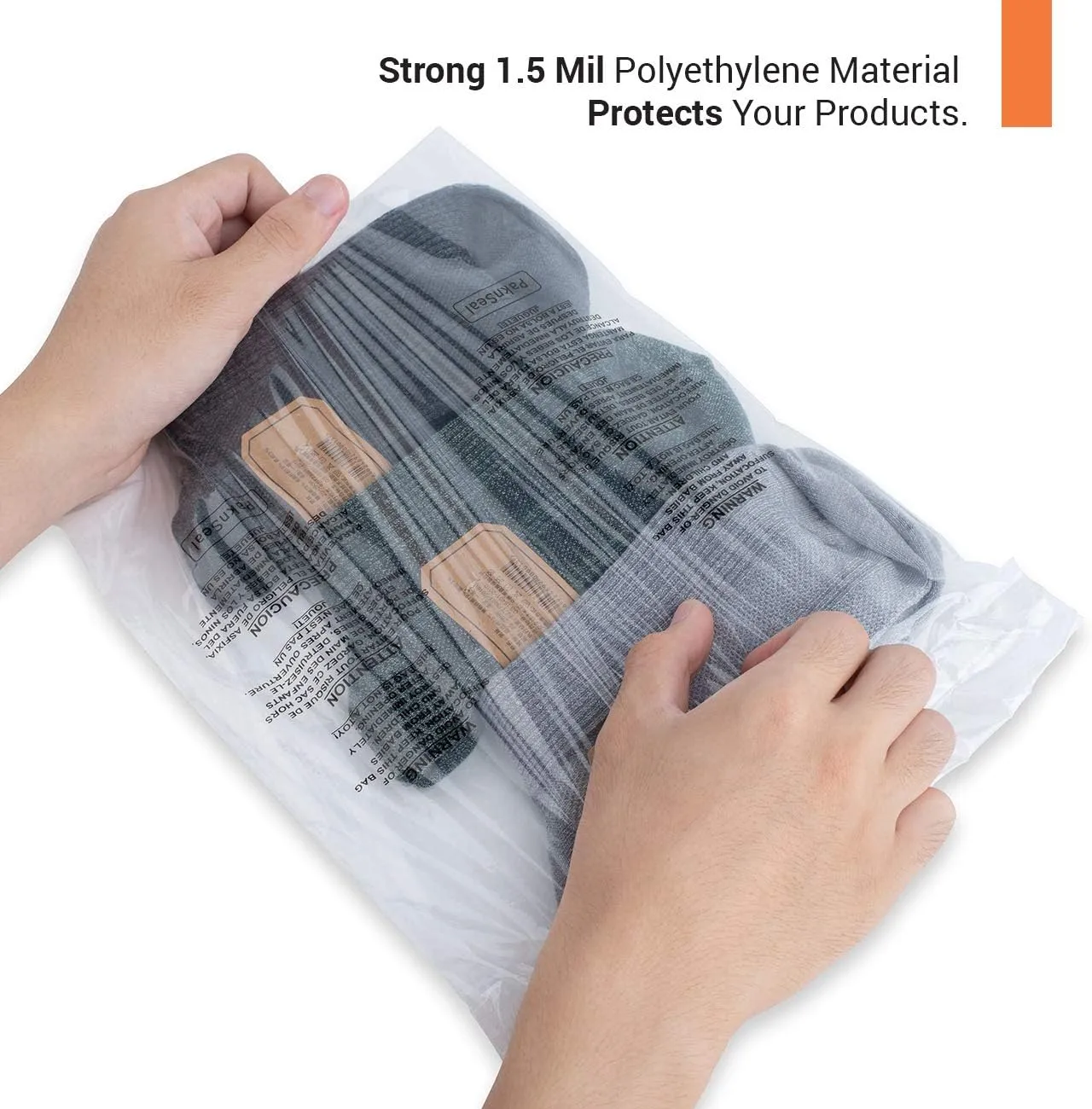 Clear 9x12 Self Seal Poly Bags, Suffocation Warning (200 Count)