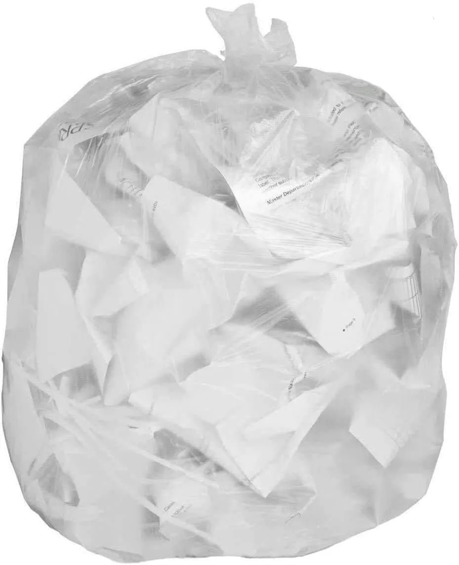 Clear Can Liners Trash Bags - Large Transparent, Heavy-duty Recycling Garbage Bags - Perfect for Commercial Use for Anywhere - 42 Gallon & 1.5mil Thick Clear (50)