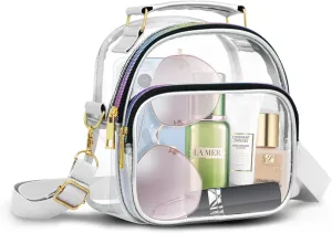 Clear Crossbody Purse Bag, Stadium Approved Clear Bag with Front Pocket and Zipper for Concerts, Sports, Festivals