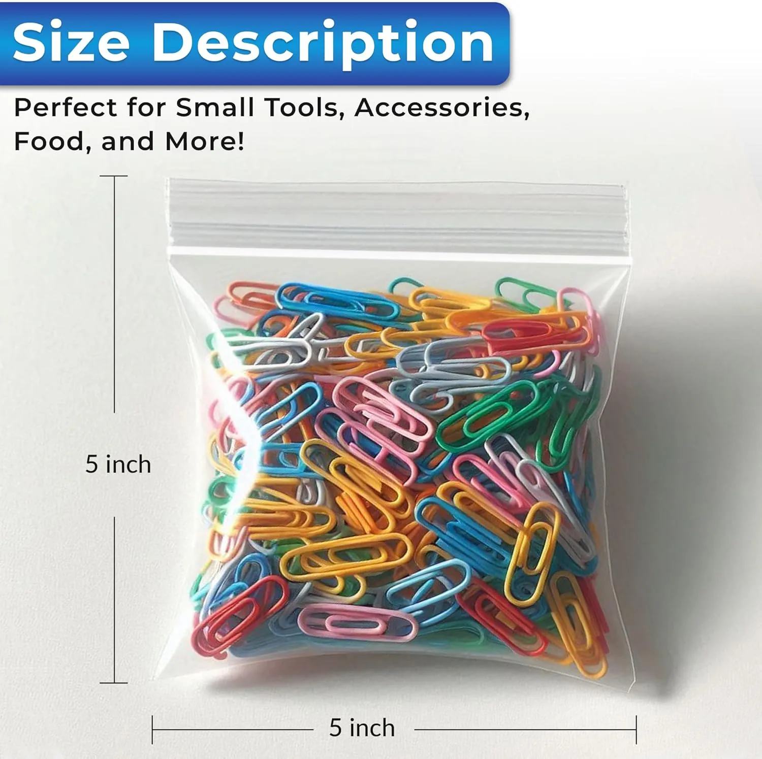 Clear Ziptop Baggies, 6mil Industrial-Grade Thick Zip Top Bags, Anti-Puncture Sealable Polybags, Travel-Friendly Dustproof Jewelry Storage Bags - 5x5 inches Pack 200