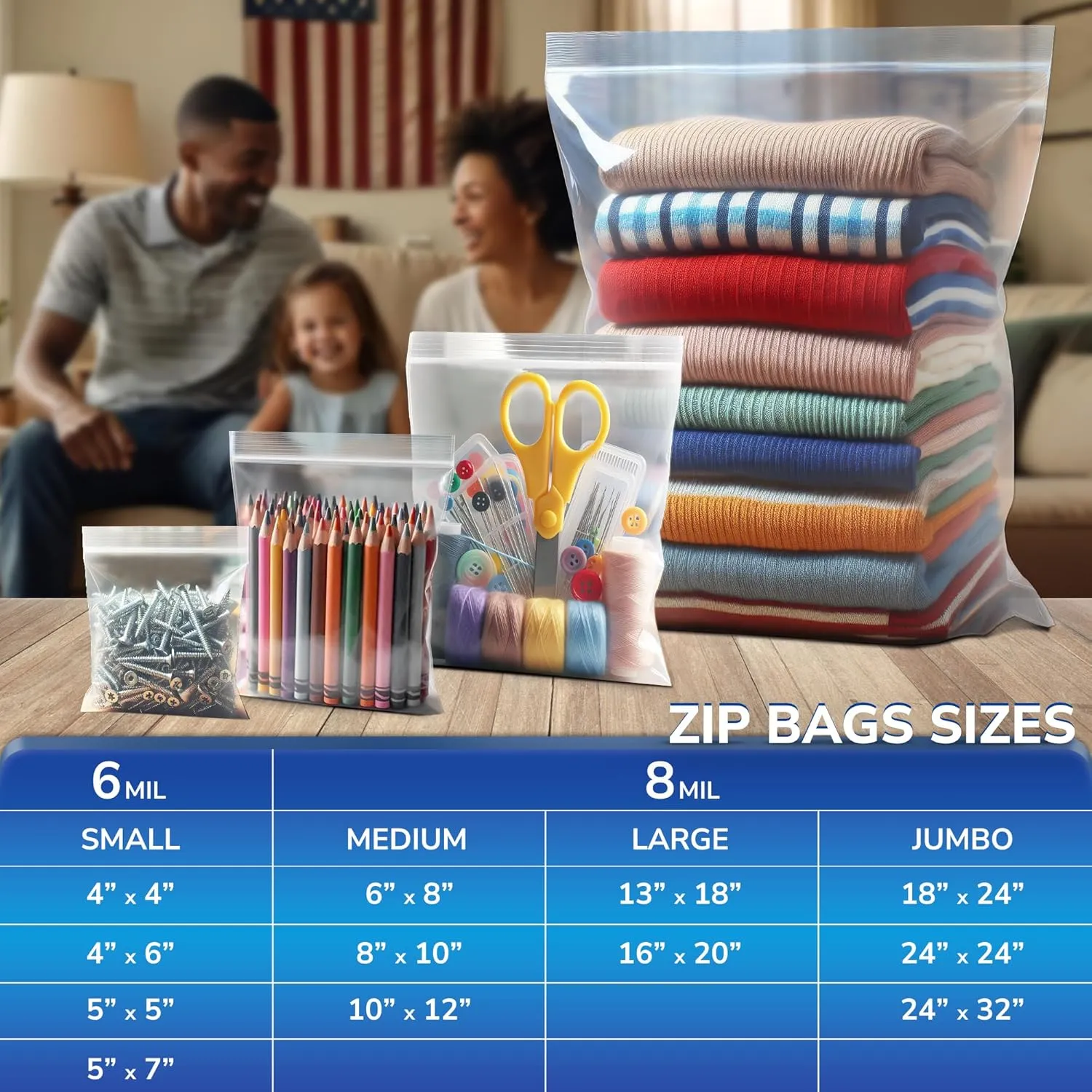 Clear Ziptop Baggies, 6mil Industrial-Grade Thick Zip Top Bags, Anti-Puncture Sealable Polybags, Travel-Friendly Dustproof Jewelry Storage Bags - 5x5 inches Pack 200