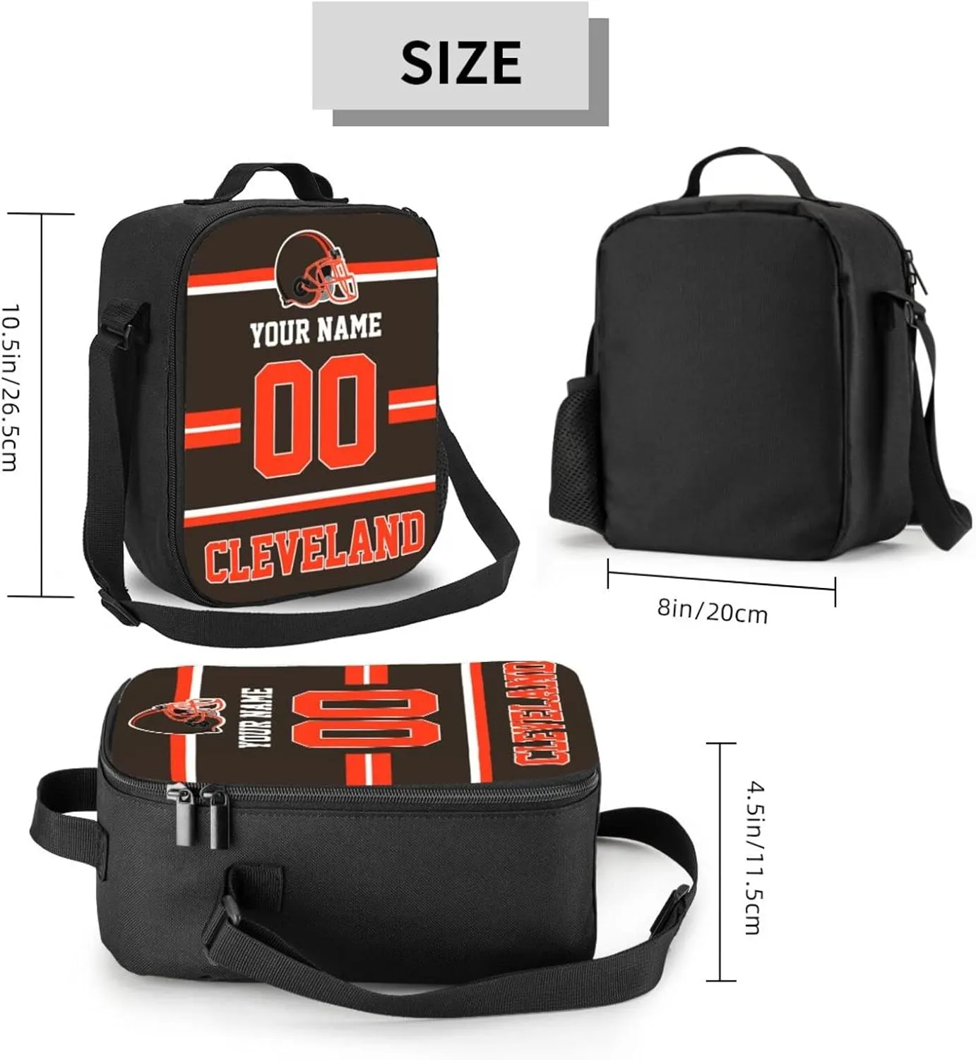 Cleveland Lunch Box Lunch Bag Custom Any Name and Number Adjustable Strap Sport Insulated Lunch Bags Personalized Gifts for Men Women
