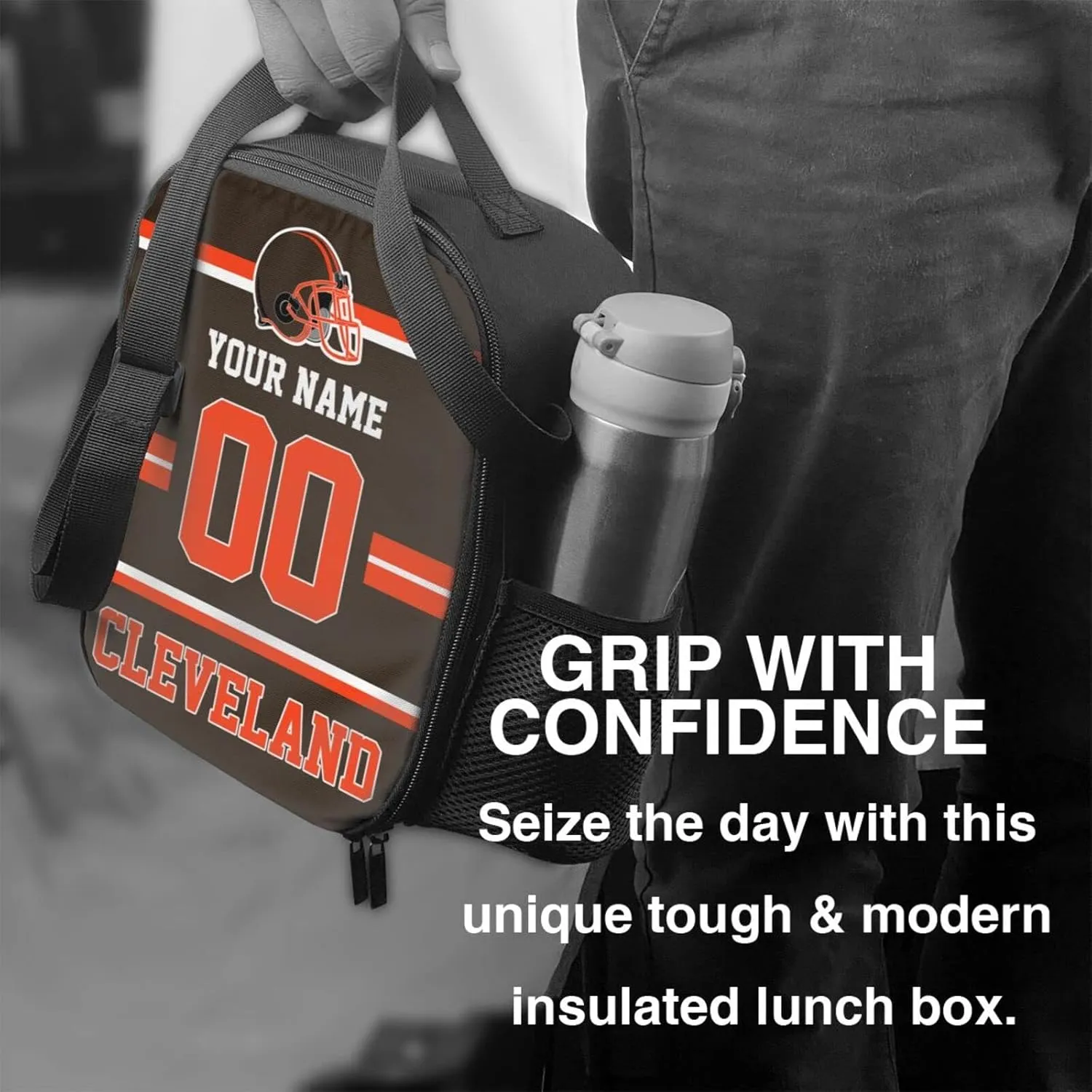 Cleveland Lunch Box Lunch Bag Custom Any Name and Number Adjustable Strap Sport Insulated Lunch Bags Personalized Gifts for Men Women