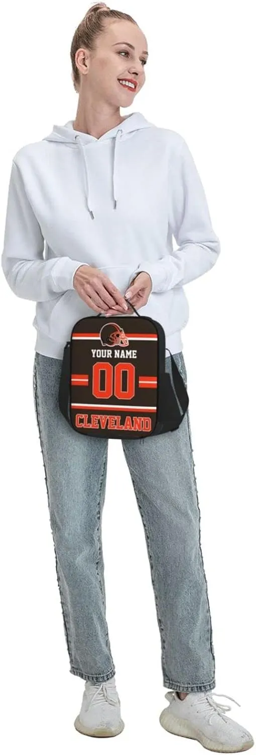 Cleveland Lunch Box Lunch Bag Custom Any Name and Number Adjustable Strap Sport Insulated Lunch Bags Personalized Gifts for Men Women