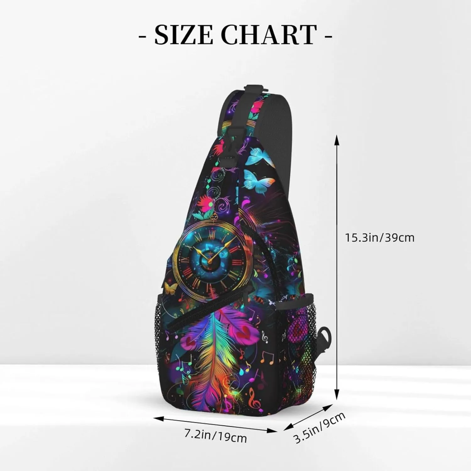 Clock With Dream Catcher Sling Backpack Chest Bag Crossbody Shoulder Bag Gym Cycling Travel Hiking Daypack For Men Women