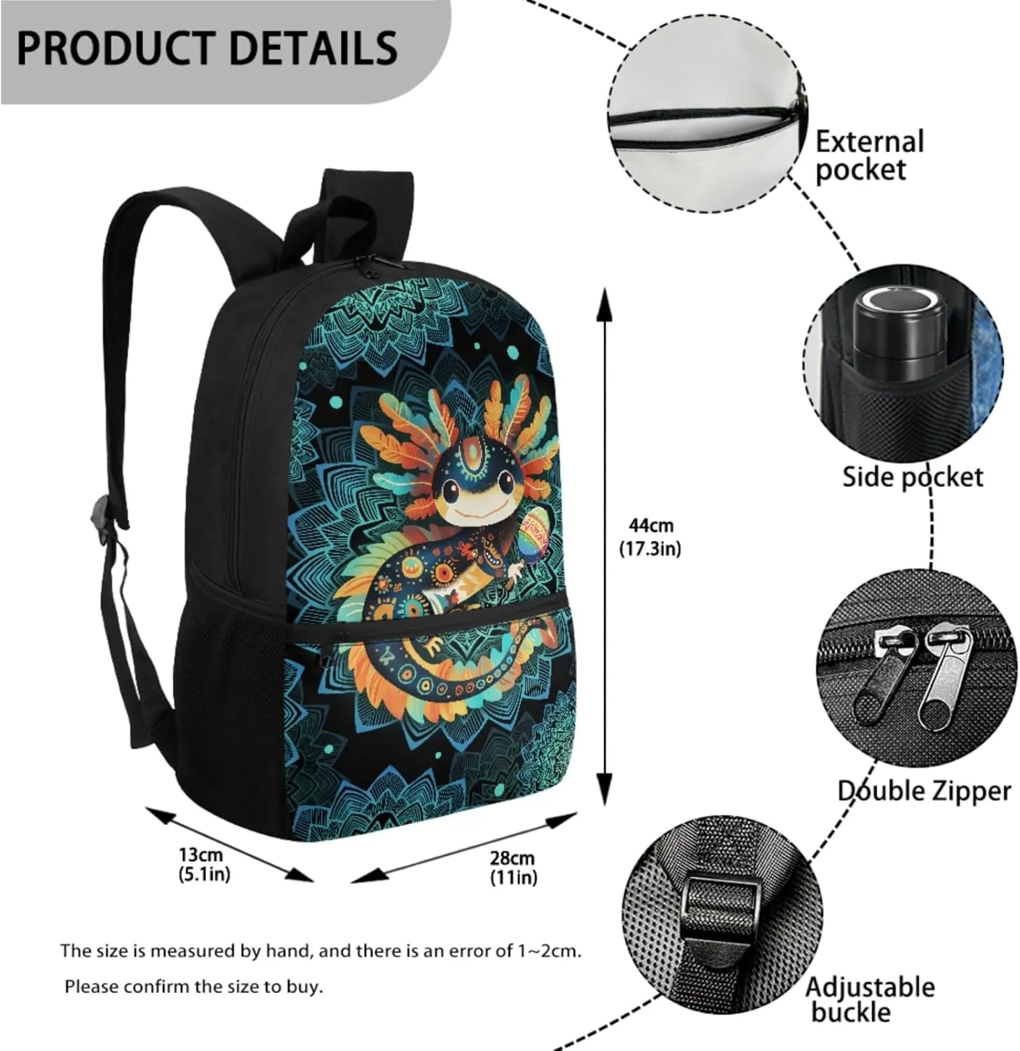 CLOHOMIN Axolotl School Backpack for Girls with Lunch Box 3 Piece Boys Primary School Bookbag Set Thermal Lunch Bag Cute Pencil Case 3rd Grade Green Boho Schoolbag with Lunch Tote