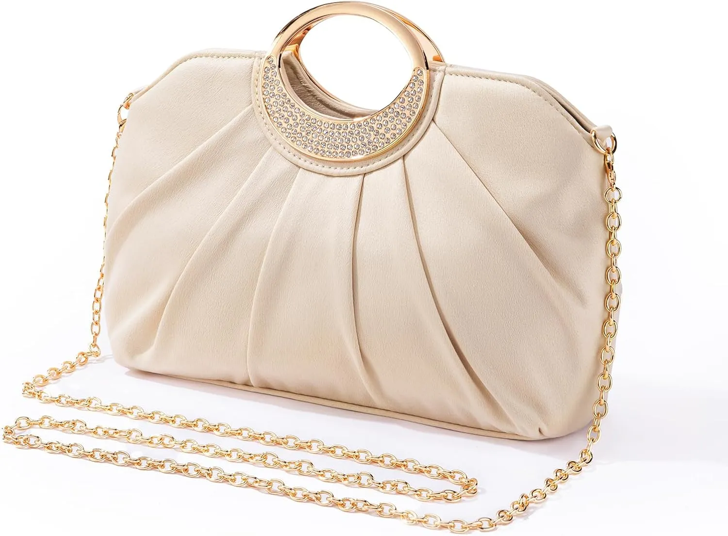 Clutch Purses for Women Formal, Soft Pleated Fabric Evening Bag, Dressy Handbags for Party, Prom, Wedding
