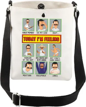 CMNIM B Burgers Belcher Crossbody Bag Today I'm Feeling Belcher Character Shoulder Cartoon TV Show Merch Fan Purse Bag