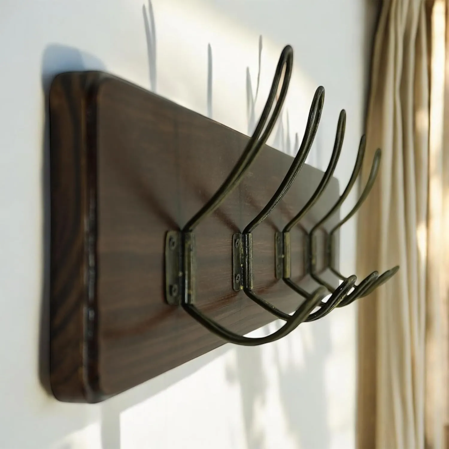 Coat Hanger Wall Mount - 24 Inch Coat Rack with 5 Hooks, Rustic Farmhouse, Handcrafted Pine, Bag, Dog Leash Holder for Wall, Durable Entryway Organizer, Expresso Finish
