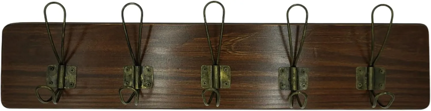 Coat Hanger Wall Mount - 24 Inch Coat Rack with 5 Hooks, Rustic Farmhouse, Handcrafted Pine, Bag, Dog Leash Holder for Wall, Durable Entryway Organizer, Expresso Finish