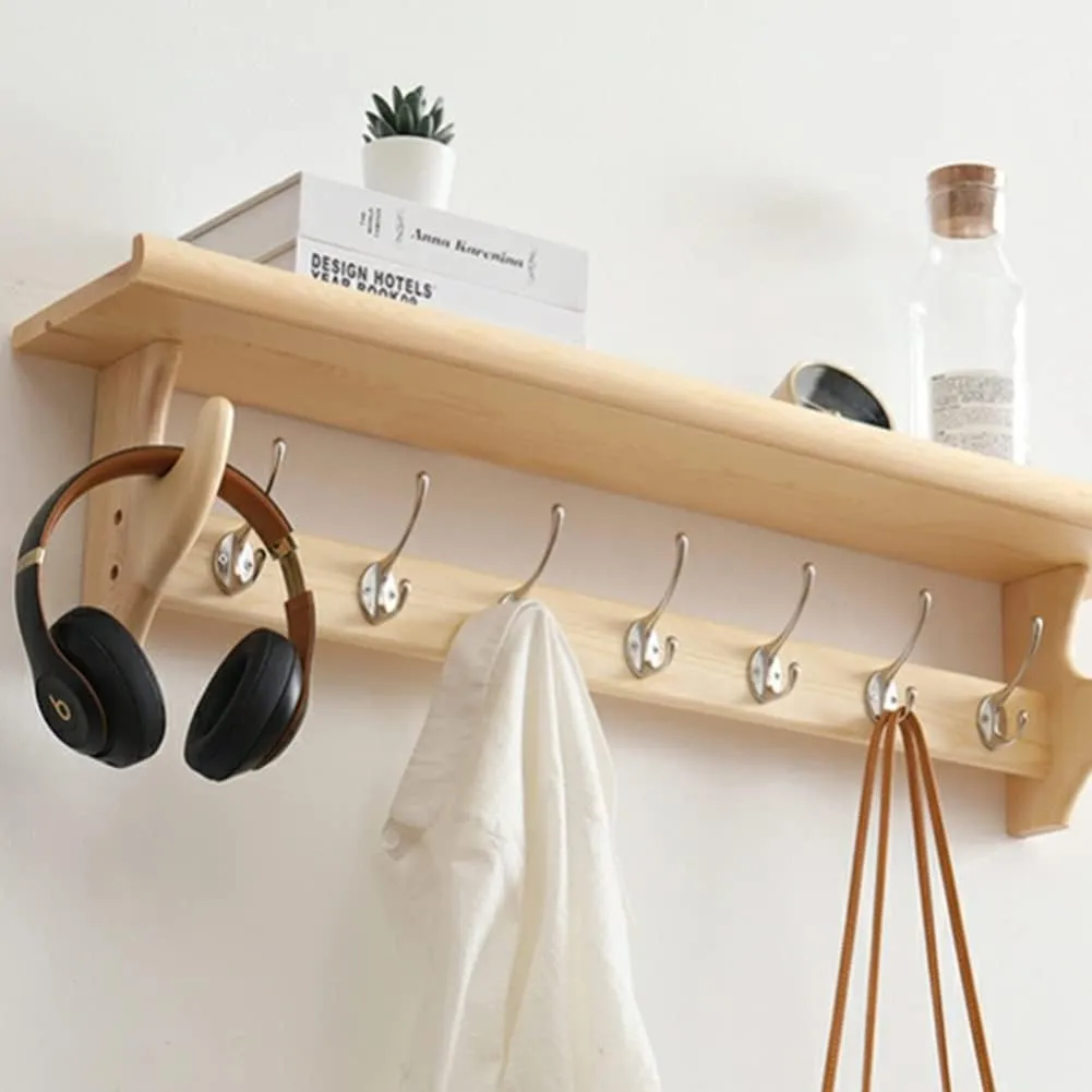 Coat Hook,Wall Hanging Hooks,Rustic Wood Wall Hooks with Shelf for Entryway and Bathroom Coat Hook Rack with Storage Shelf(Brown,80 * 16.5 * 22cm)
