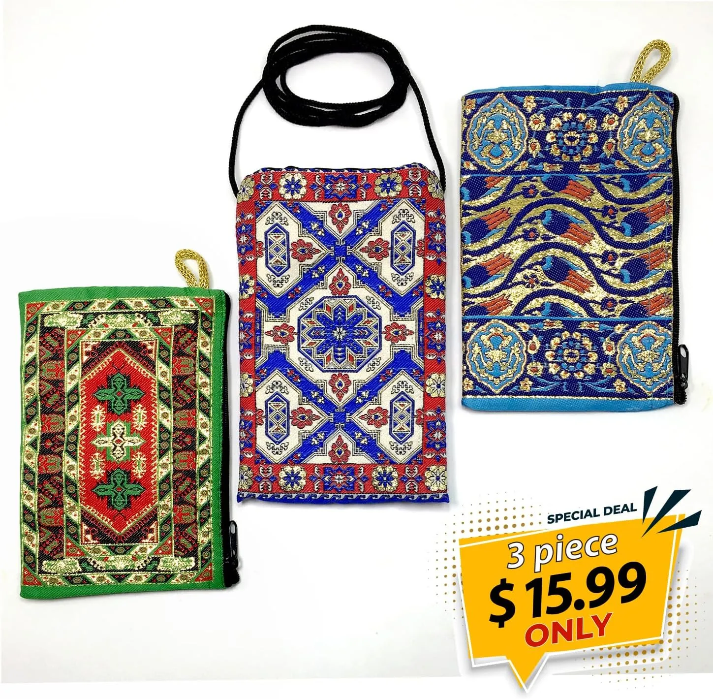 Coin Purse Authentic Patterned Versatile Purse Woven Zipper Pouch Keyring Pouch Coin Wallet Hip Purse Women Makeup Wallet (Set 05)
