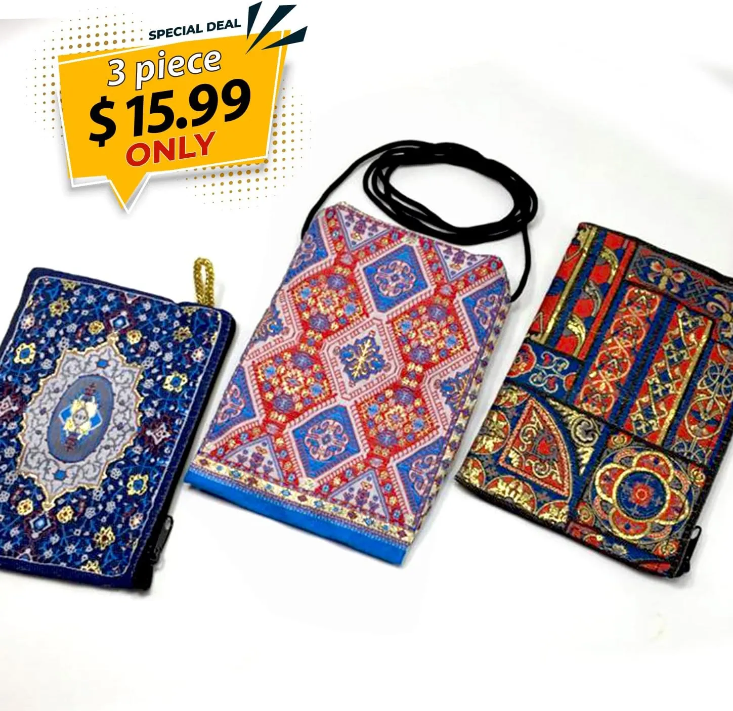 Coin Purse Authentic Patterned Versatile Purse Woven Zipper Pouch Keyring Pouch Coin Wallet Hip Purse Women Makeup Wallet (Set 08)