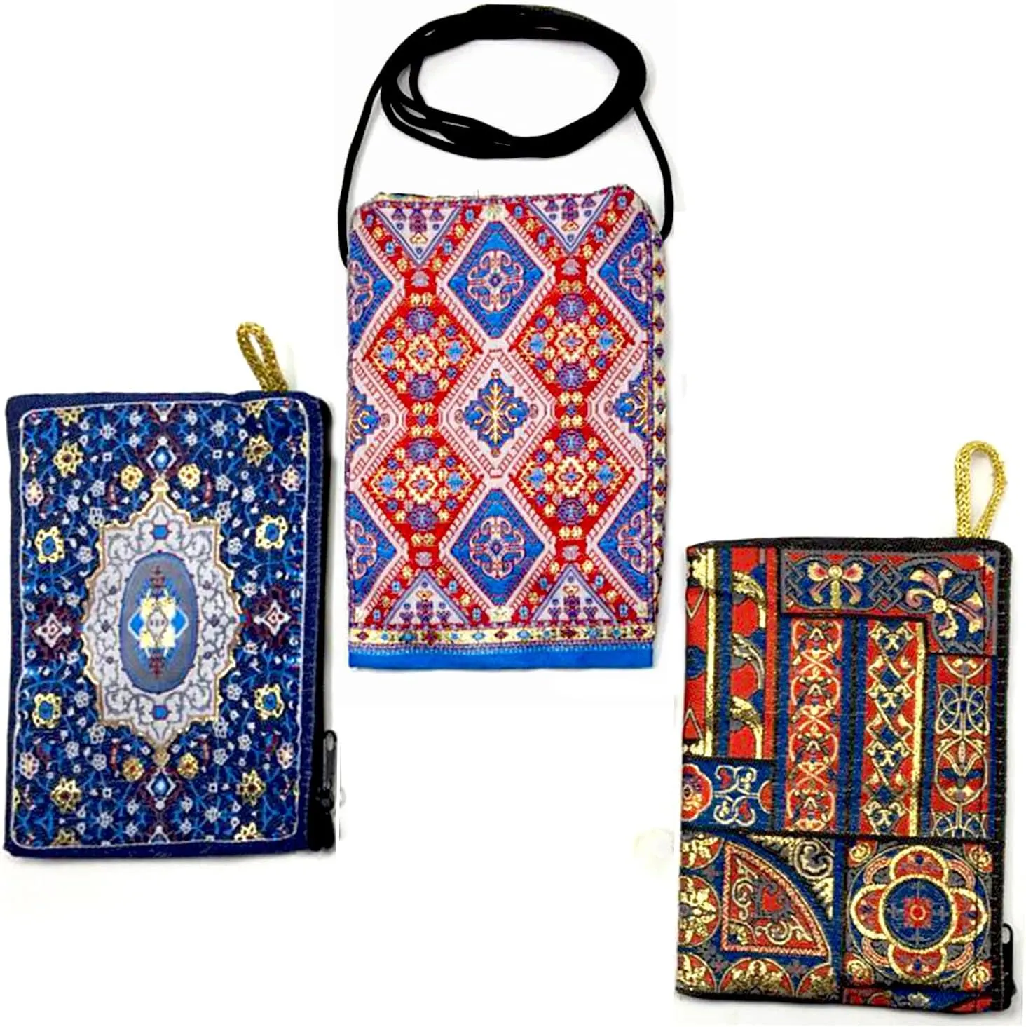 Coin Purse Authentic Patterned Versatile Purse Woven Zipper Pouch Keyring Pouch Coin Wallet Hip Purse Women Makeup Wallet (Set 08)
