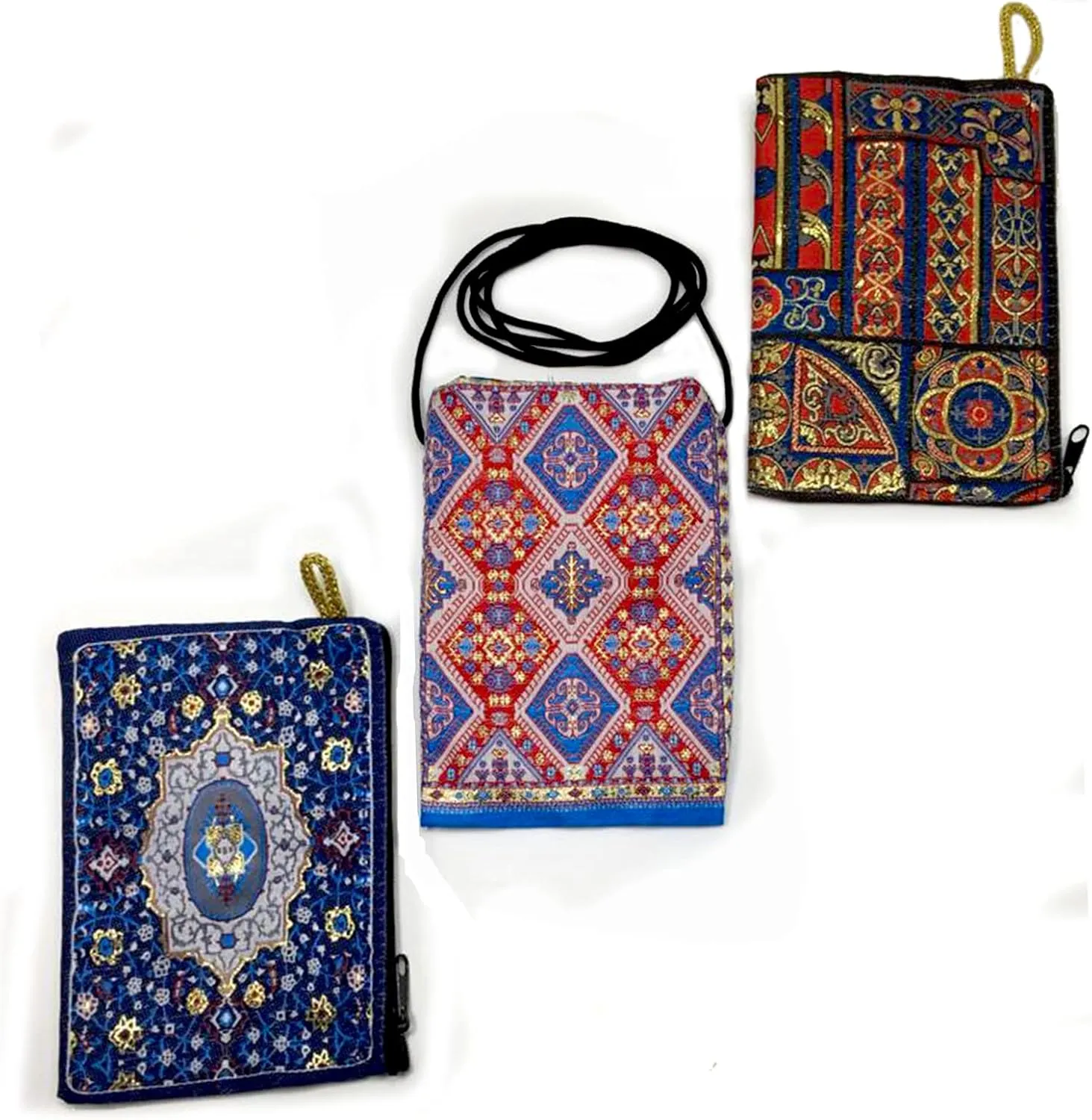 Coin Purse Authentic Patterned Versatile Purse Woven Zipper Pouch Keyring Pouch Coin Wallet Hip Purse Women Makeup Wallet (Set 08)