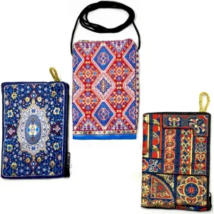 Coin Purse Authentic Patterned Versatile Purse Woven Zipper Pouch Keyring Pouch Coin Wallet Hip Purse Women Makeup Wallet (Set 08)